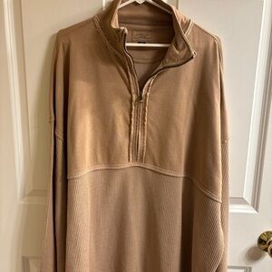American Eagle Outfitters Brown Half-Zip Sweatshirt L/XL
